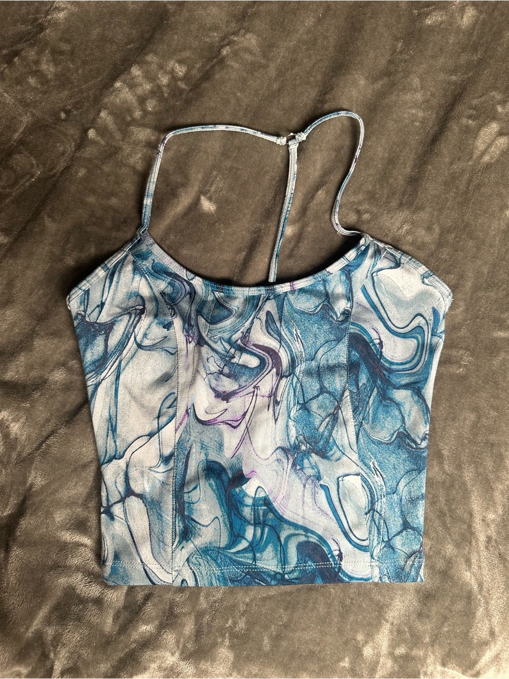 Victoria's Secret Blue Marble Spaghetti-Strap Crop Camisole